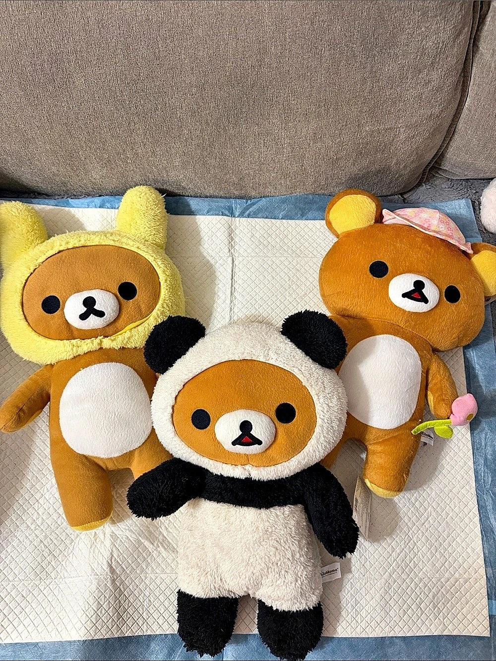 Rilakkuma Plush Toy Set of 3 Brown & Yellow